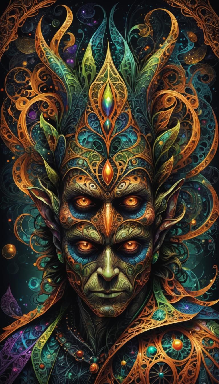 Christmas Elf in Halloween Costume: Abstract Digital Art