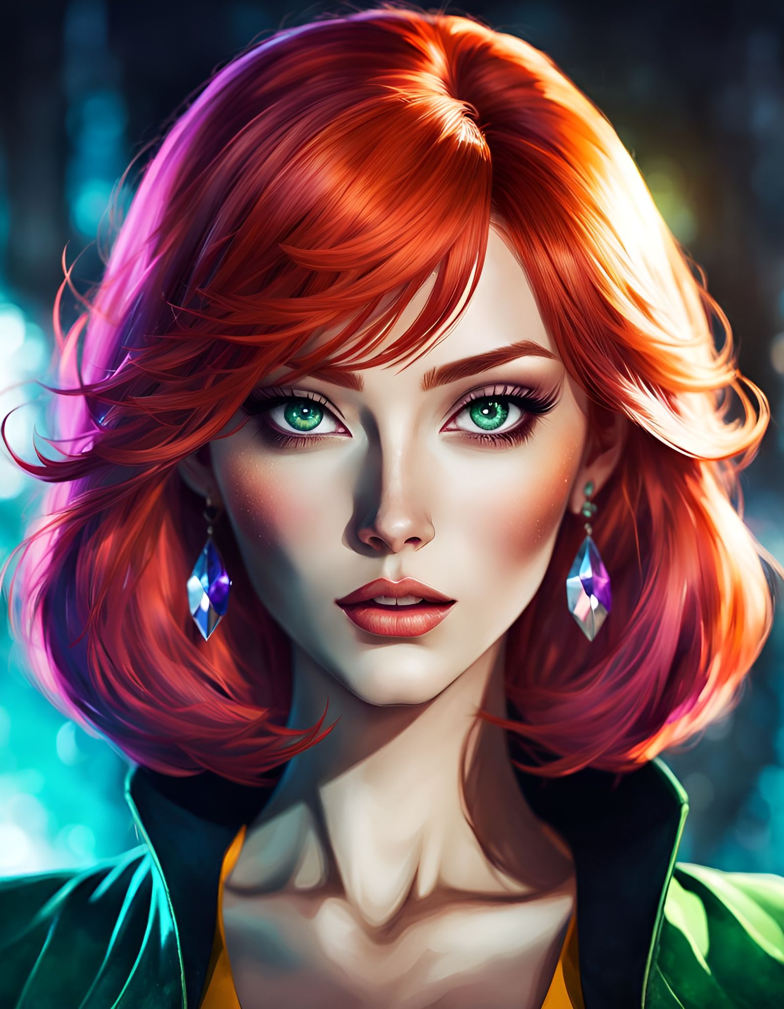 Provocative Anime Goddess Portrait in Watercolor Style