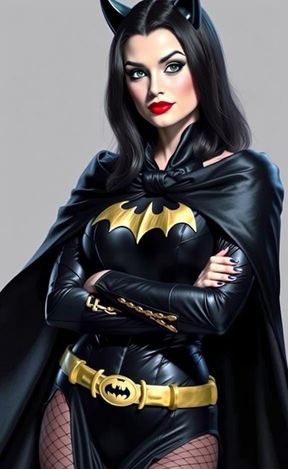 Lily Munster as 1960s Batman for Halloween