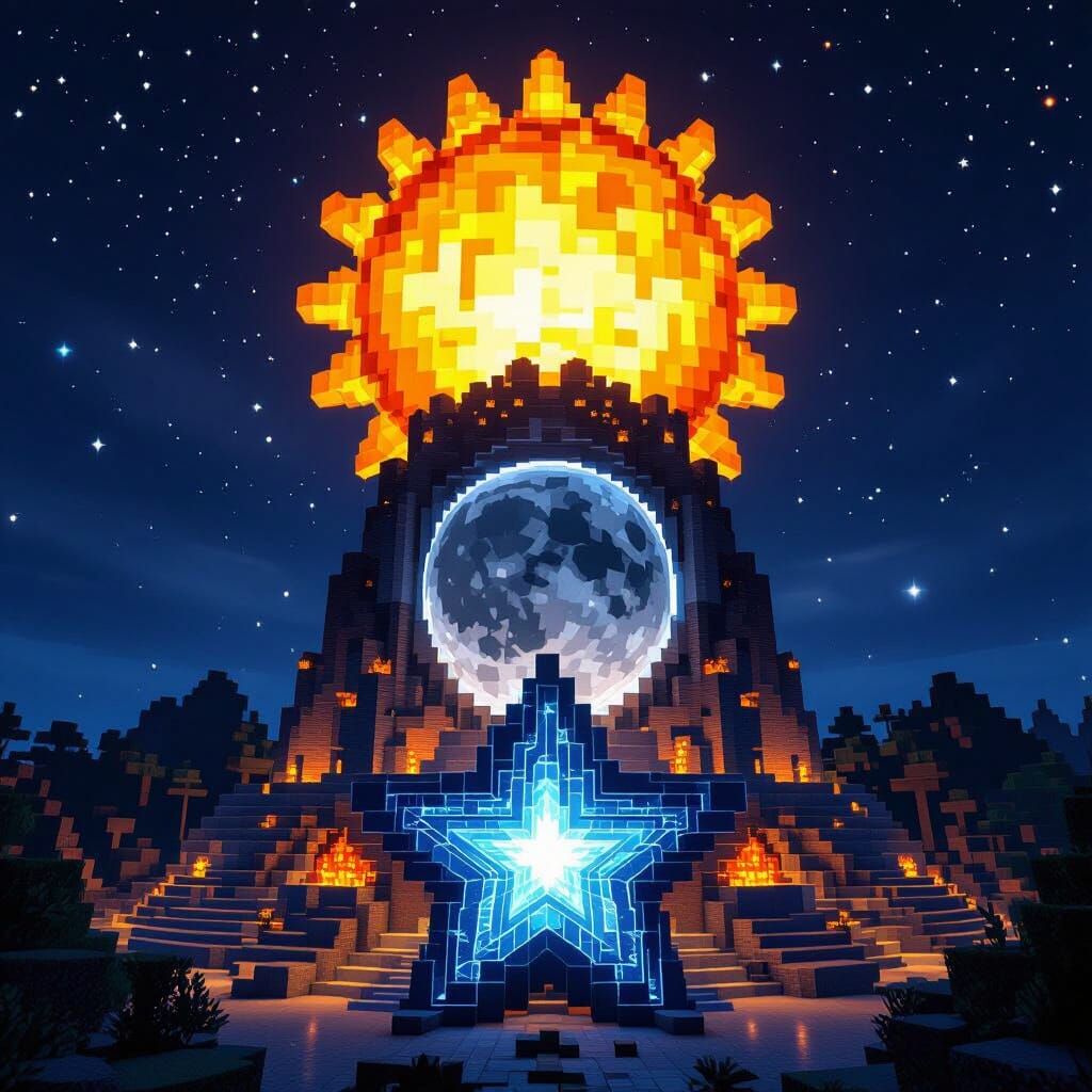 Minecraft Celestial Mega Base: Sun, Moon, Star