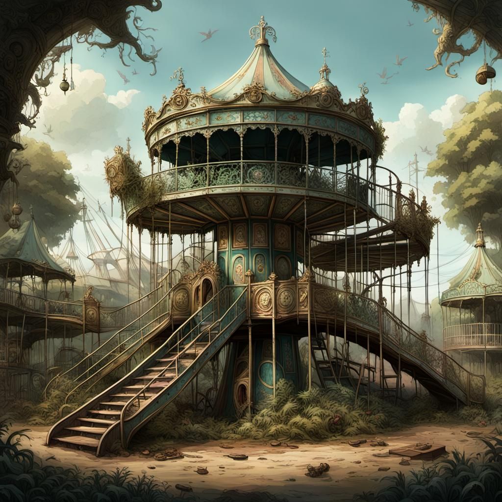 Abandoned Victorian Playground in Derelict Horror Style