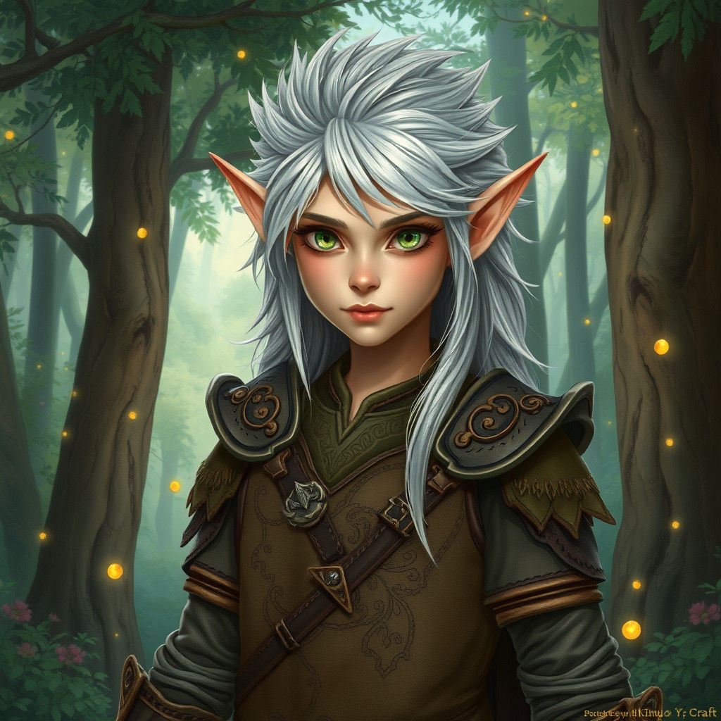 Majestic Elf in Dreamlike Forest Setting