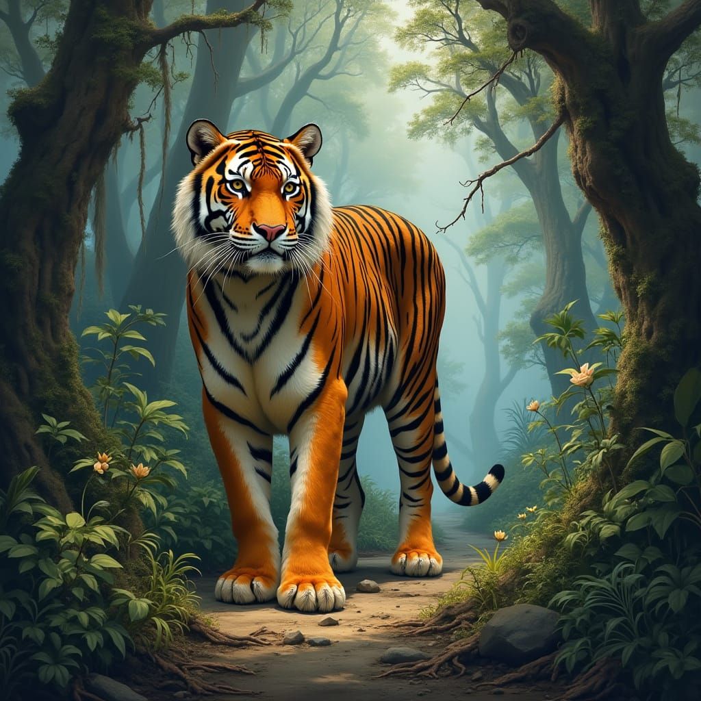 Majestic Tiger in Realistic Wildlife Style