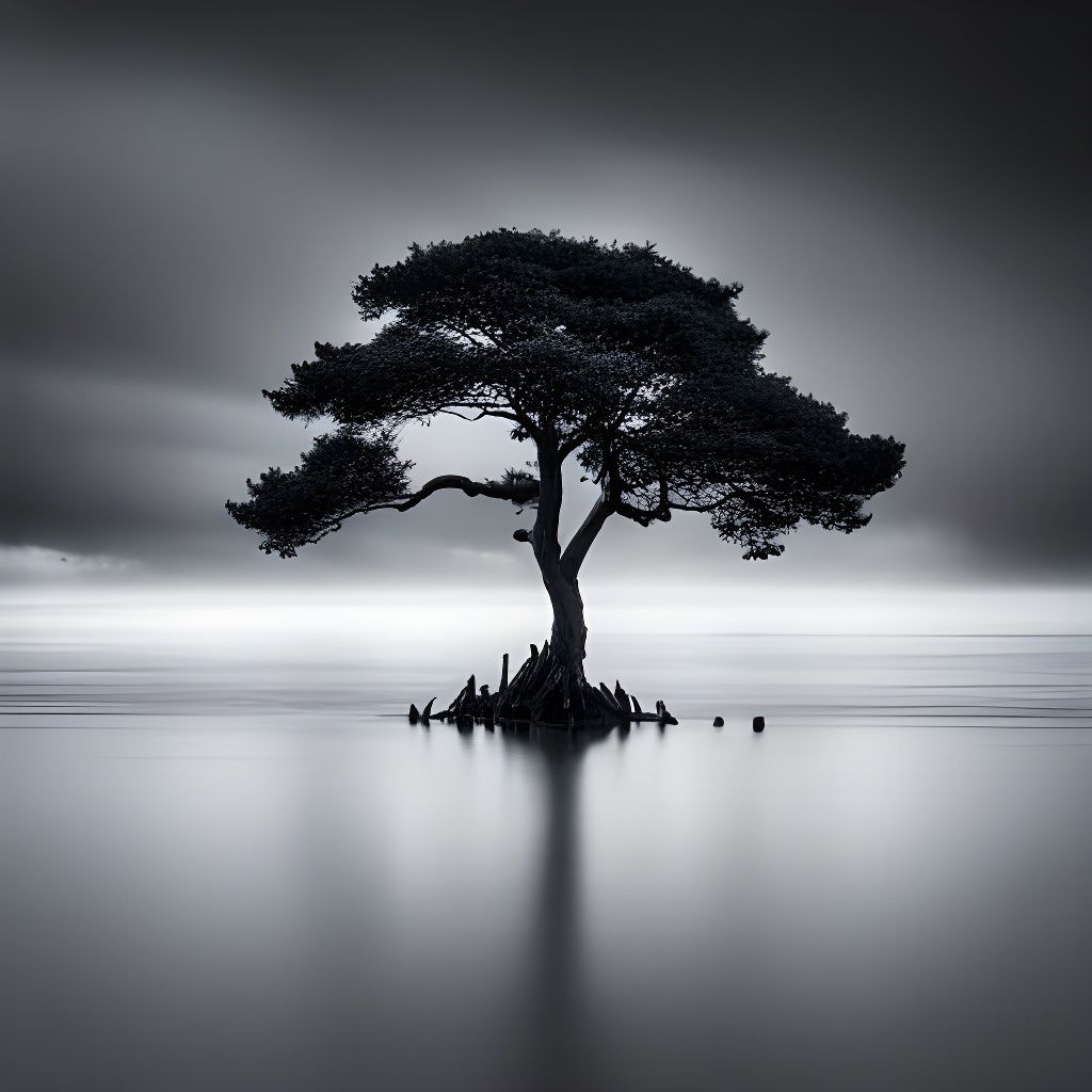 Solitary Tree Endures a Rainy Day