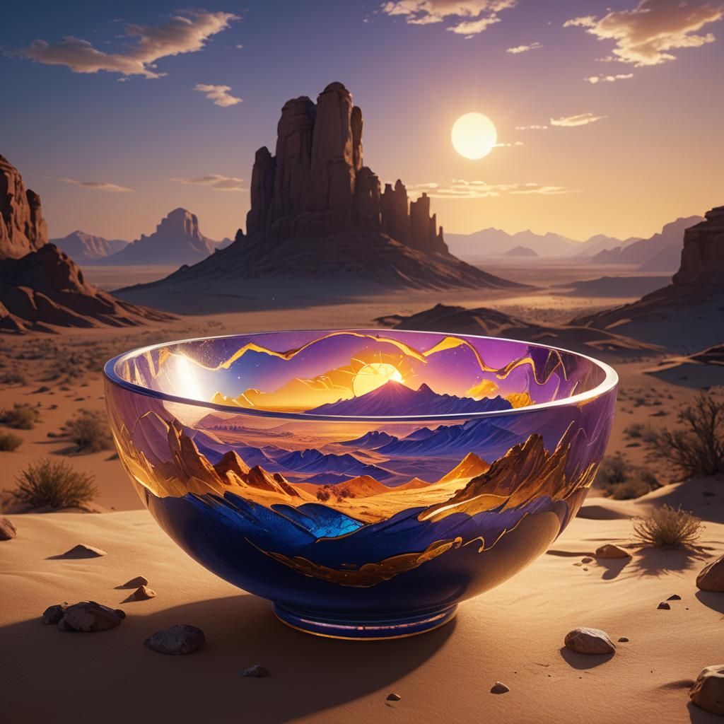 Desert Scene in Glass Bowl: Fantasy Concept Art