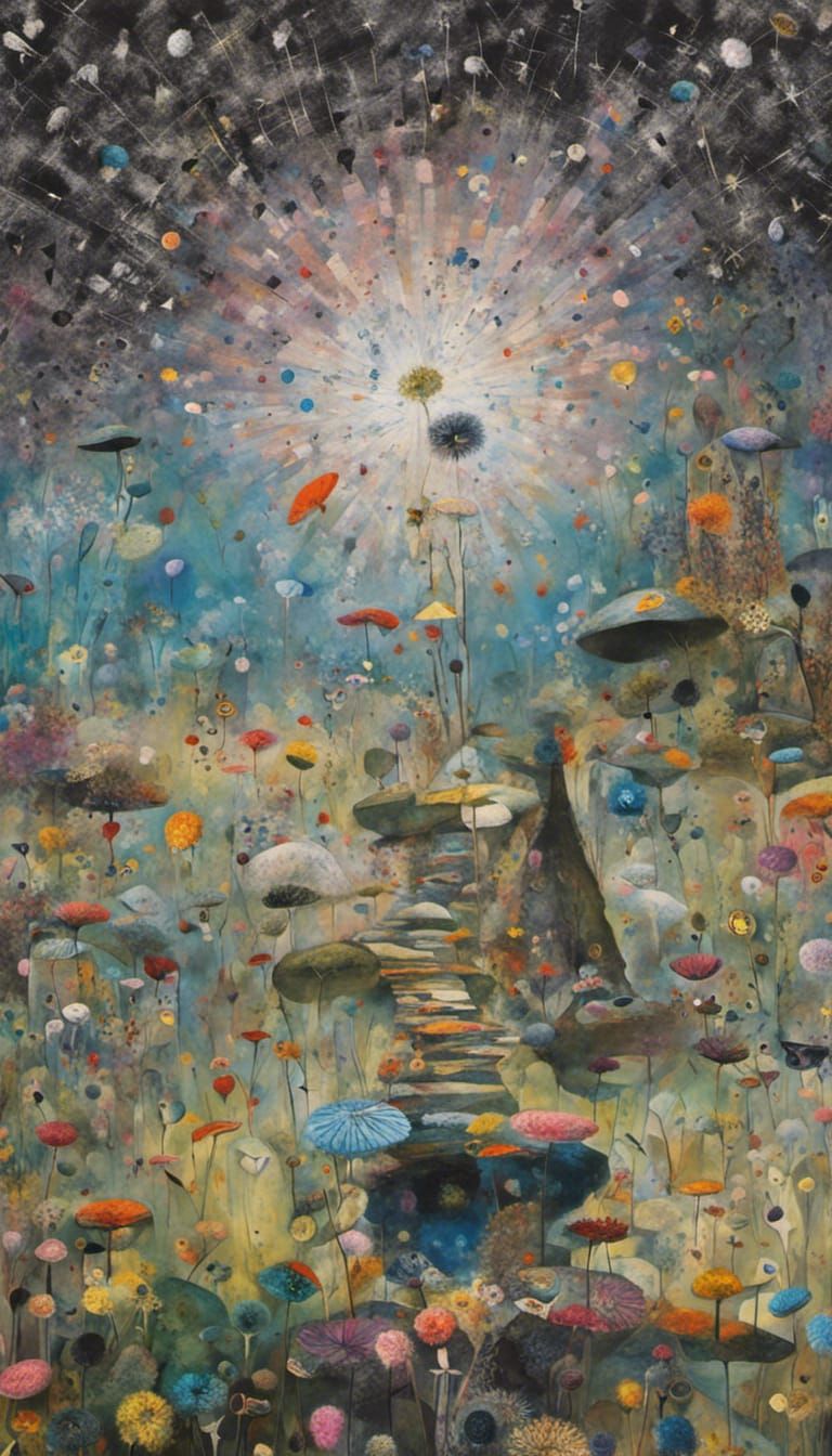 Alice In Wonderland  in a Million Dandelion dreamscape,  mak...