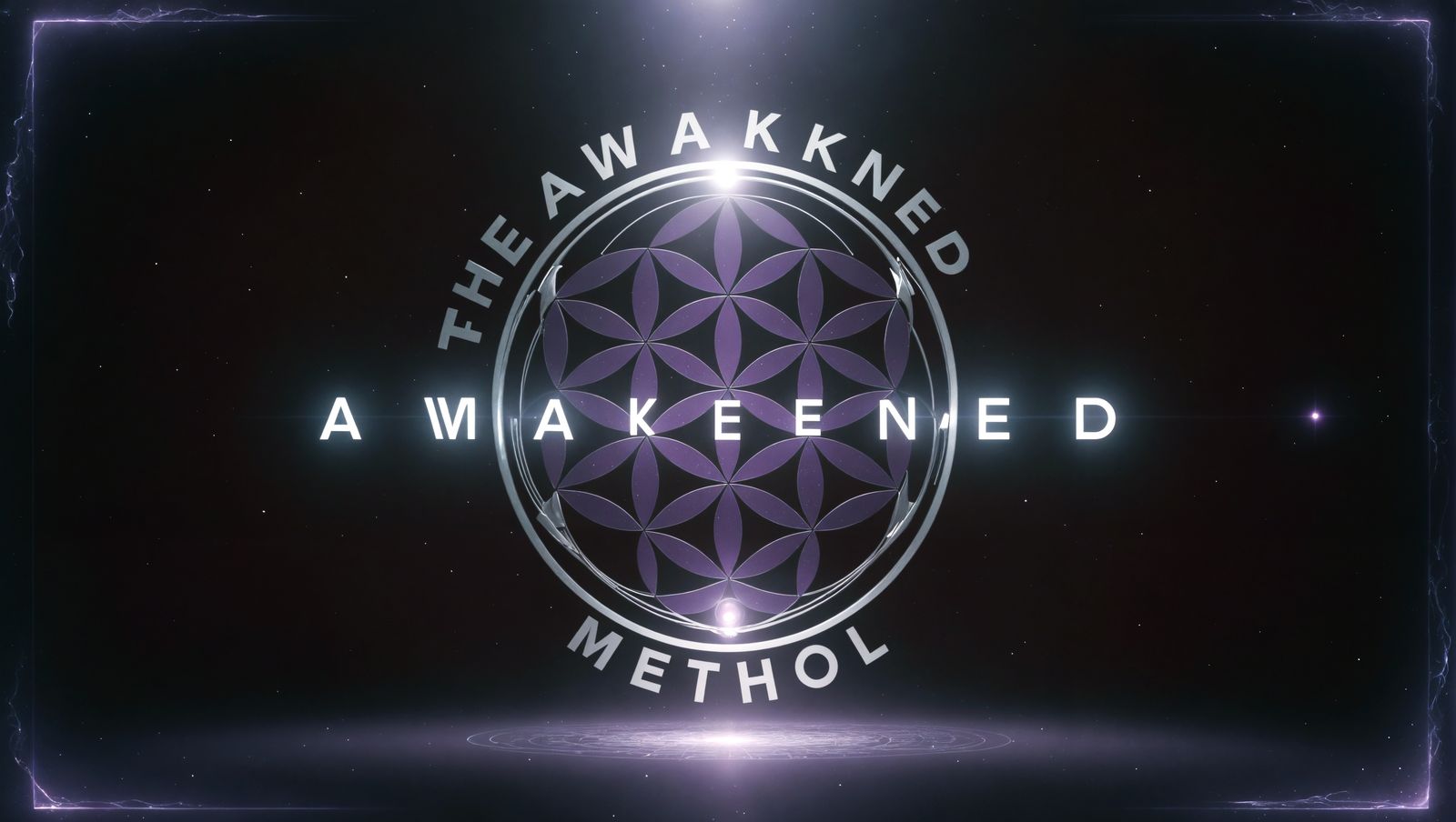 The Awakened Method Logo: Flower of Life in Silver and Purpl...