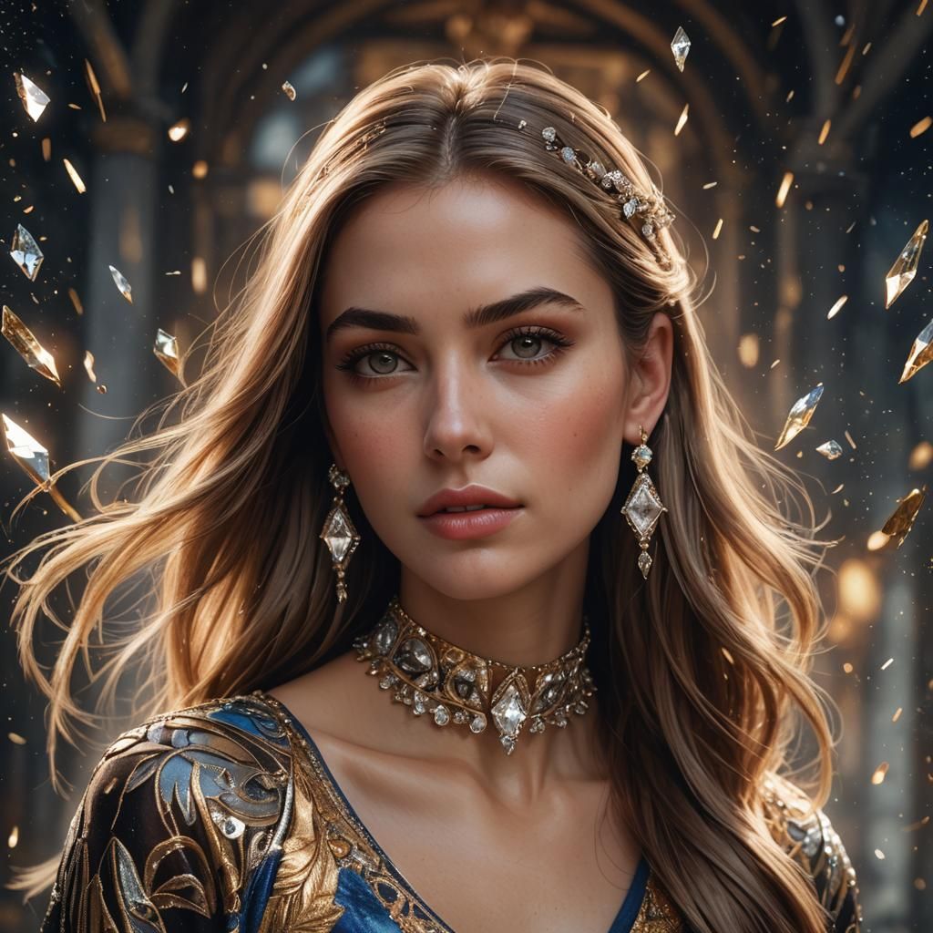 Hyperrealistic Portrait of a Young Woman with Earrings