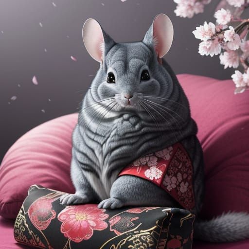 Regal Chinchilla in Cherry Blossom Paradise