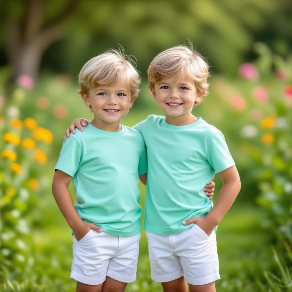 Twin Boys in Sunlight: A Lifelike Digital Painting