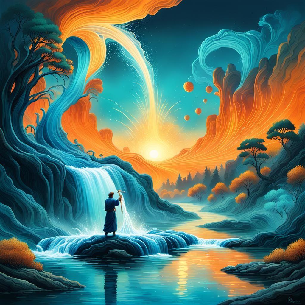 Aquarius Water Bearer Pouring Water: Concept Art