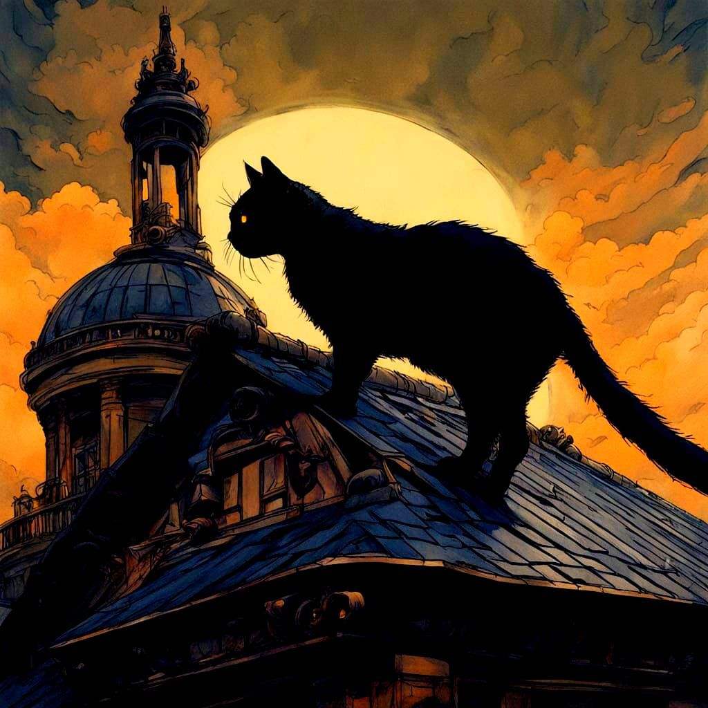Parisian Catwalk: A Cinematic Black Cat Scene