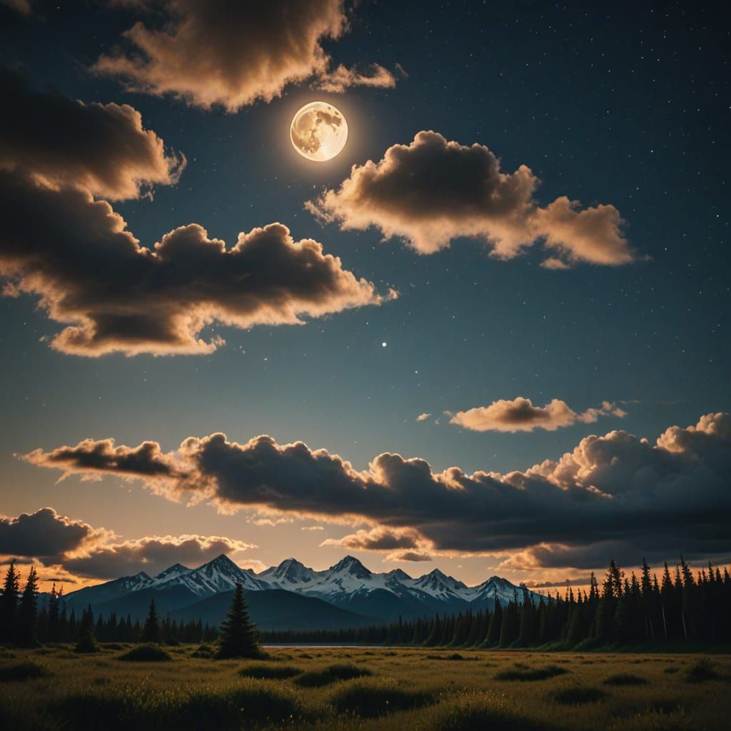 Alaskan Full Moon Landscape Photography