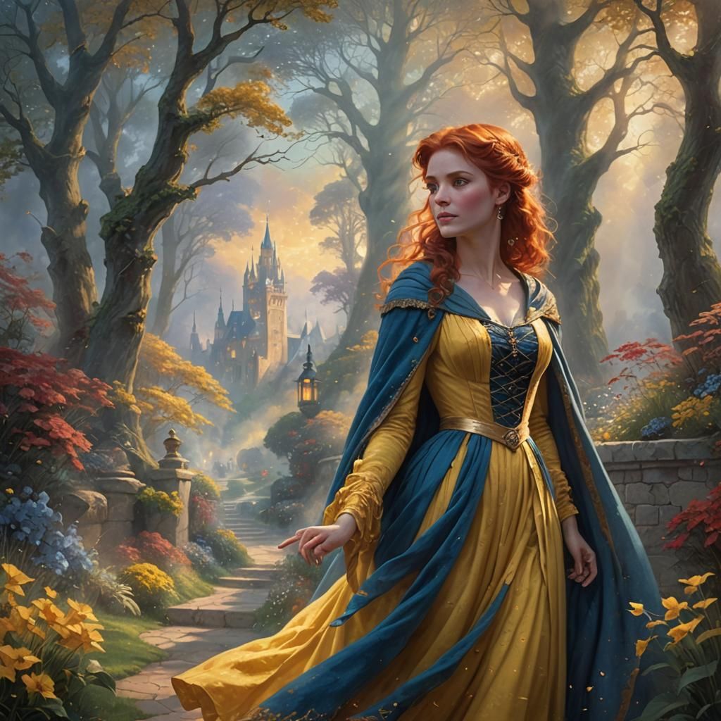 Ethereal Woman in Misty Landscape: A Fantasy Portrait