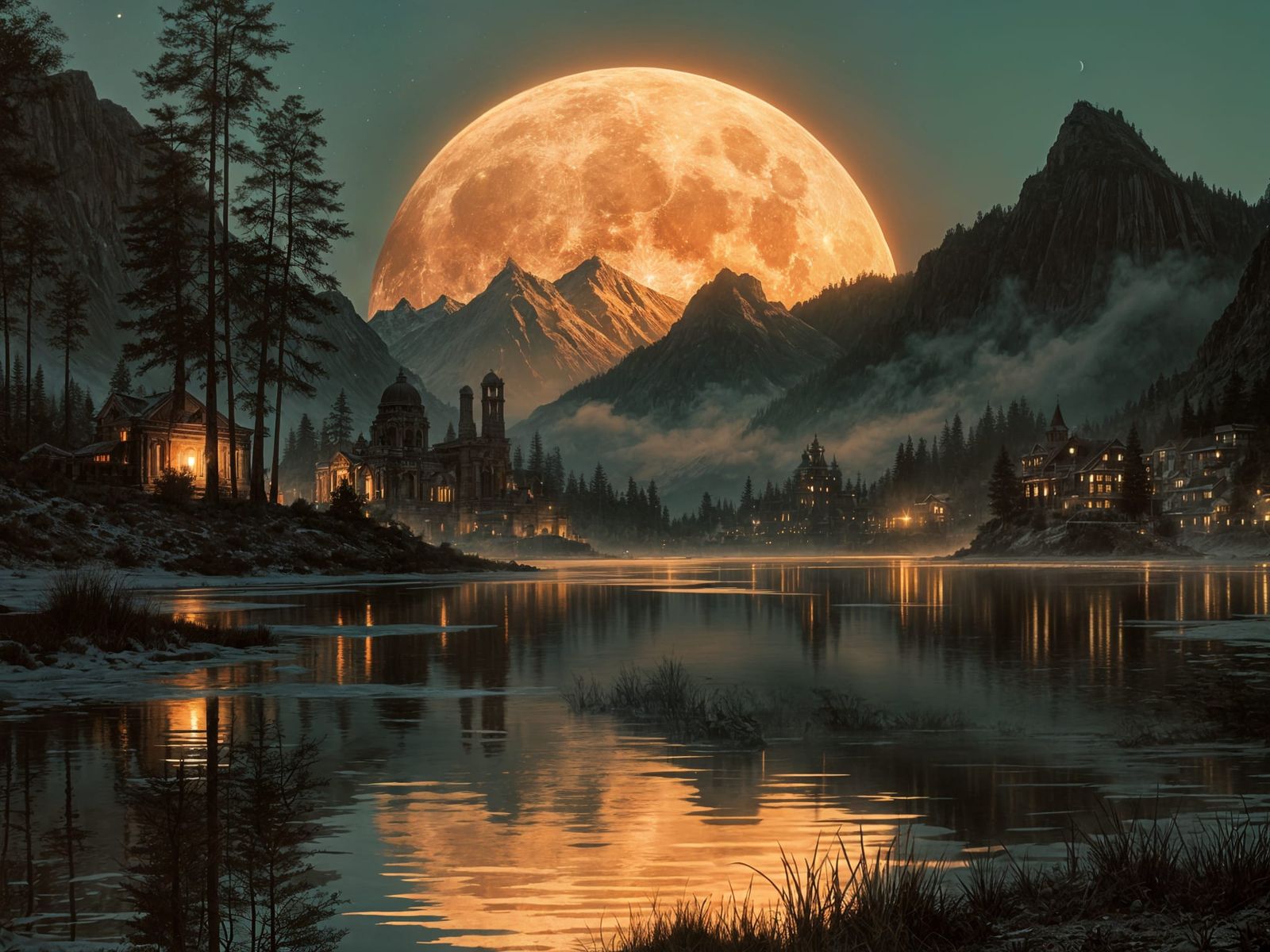 Ancient Civilization Reflected Under Bloody Moon
