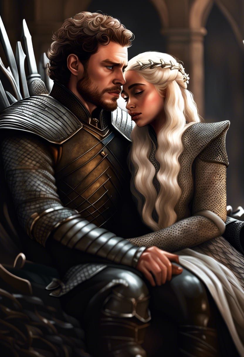Robb Stark and Daenerys: Romantic Dark Fantasy Art