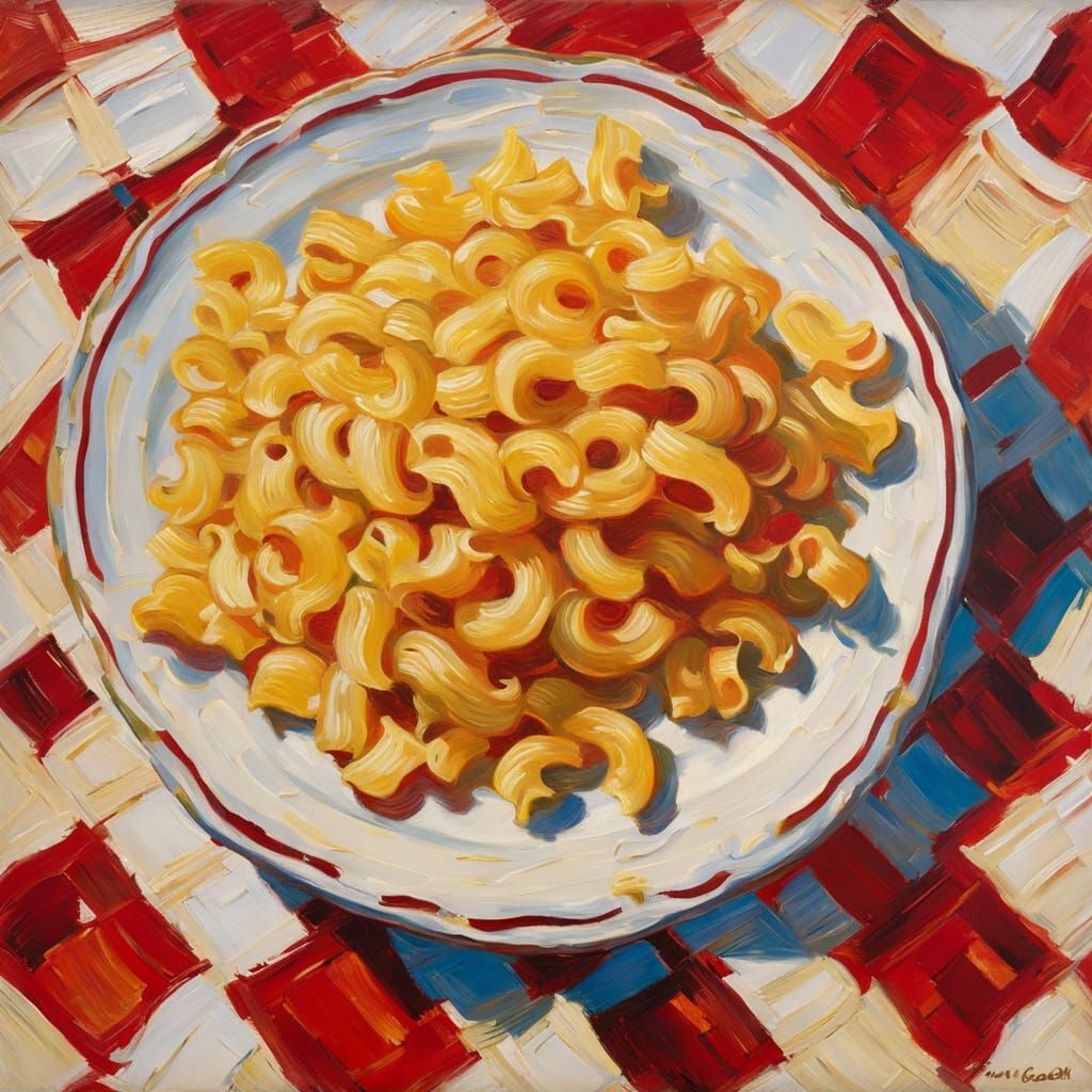 Macaroni and Cheese: Impasto Oil Painting