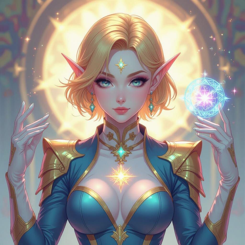 Pastel Elf Goddess in Manga Scan Style