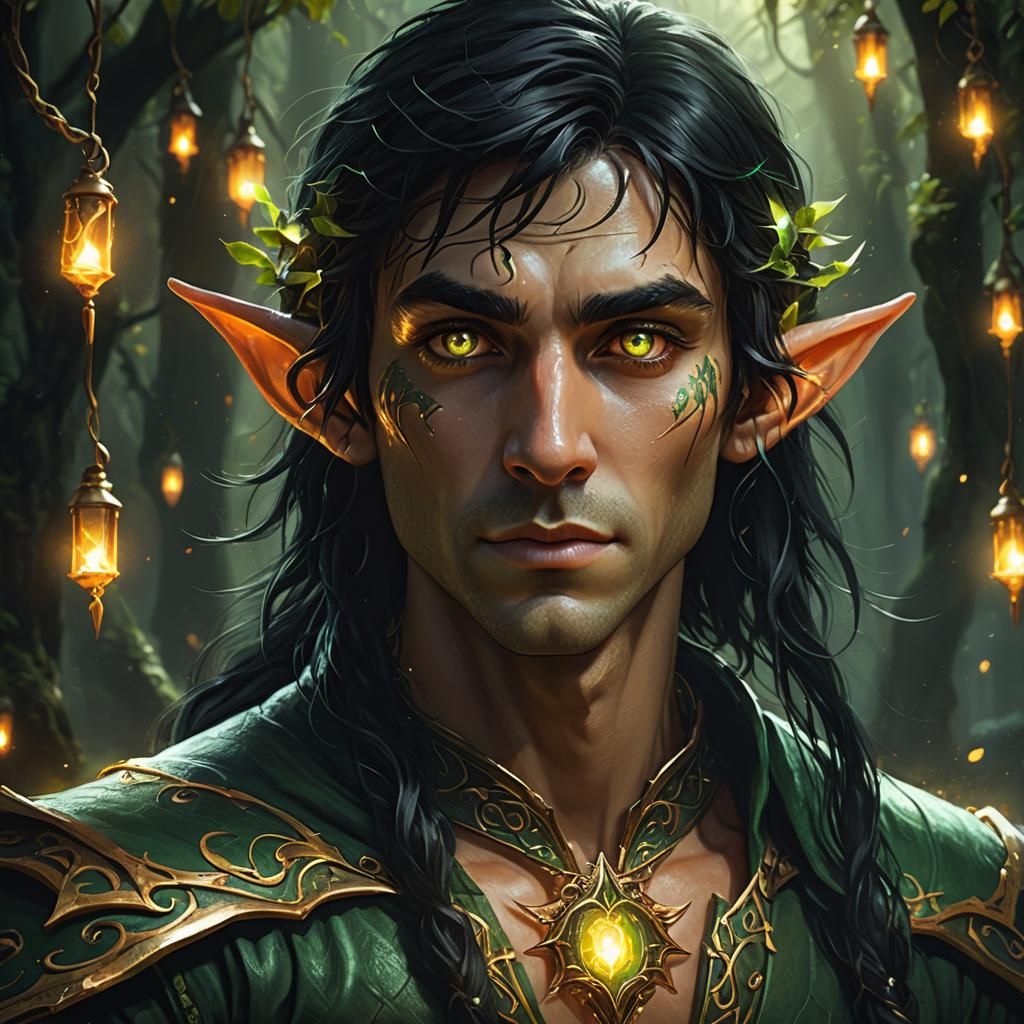 Young Elf with Glowing Eyes: Fantasy Concept Art