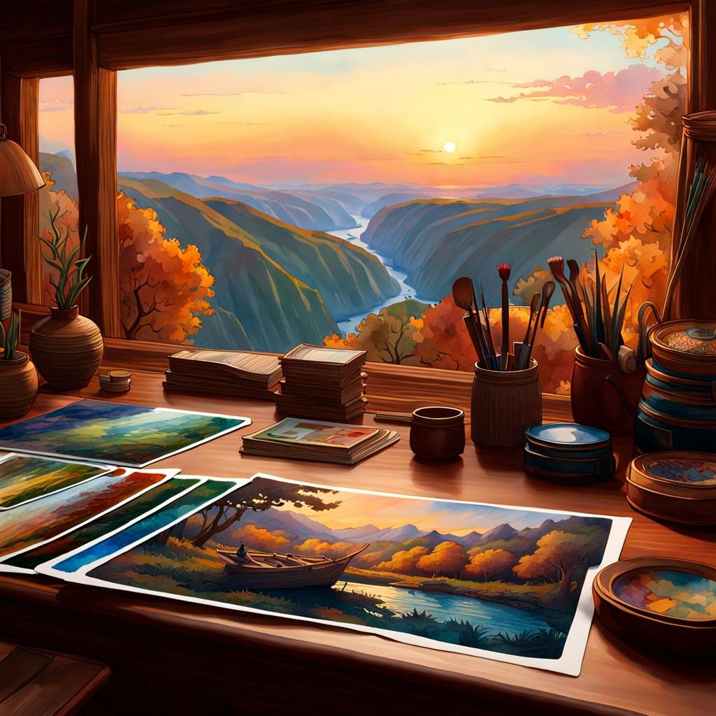 postcards on the table