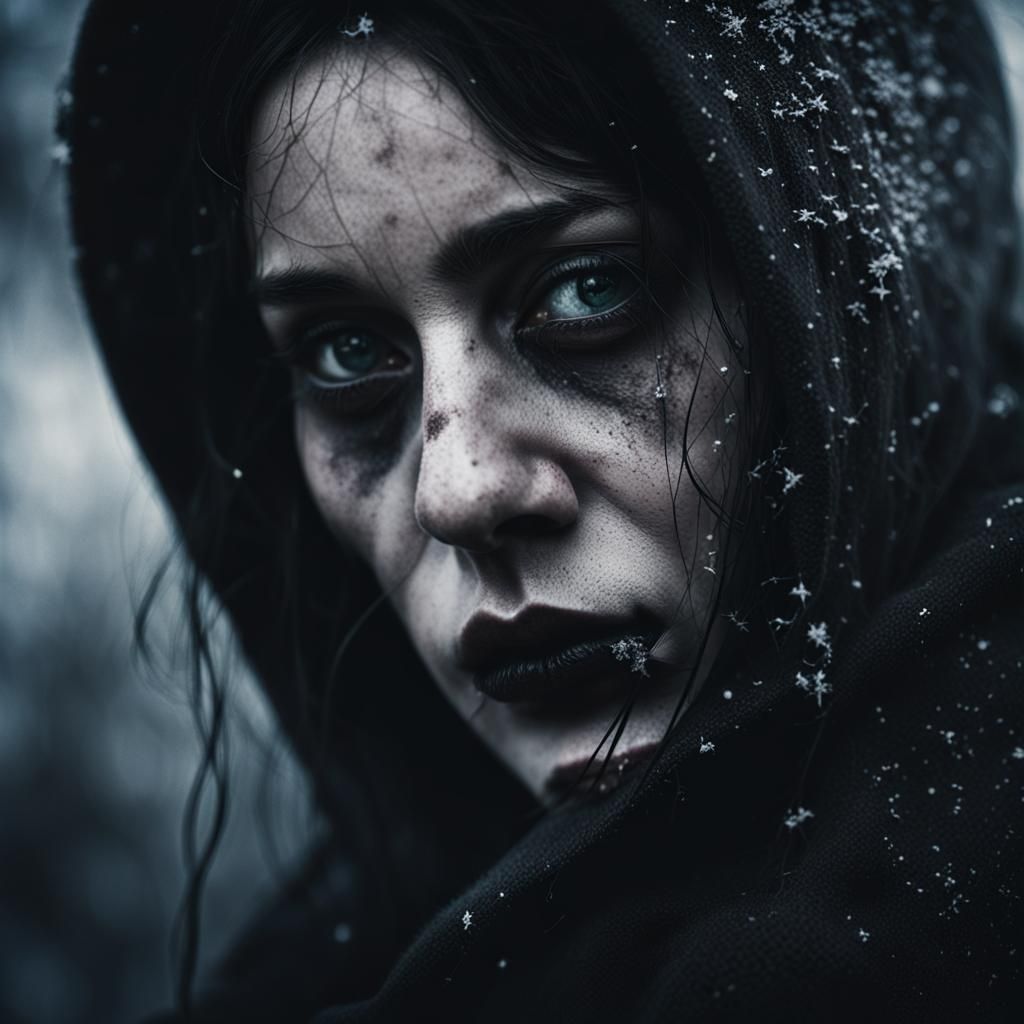 Gothic Fashion Model Portrait in Ambient Light