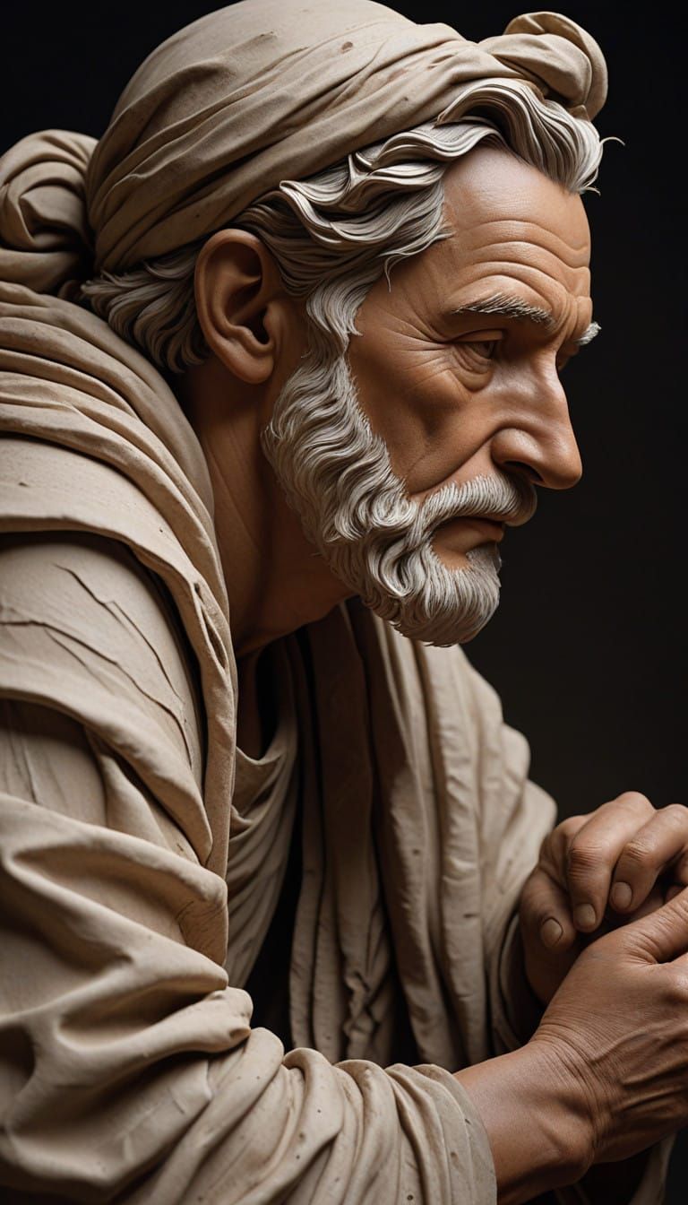 Sculptor thought about a new creation