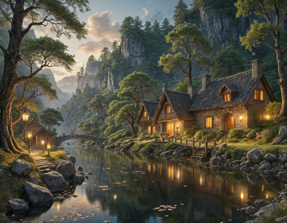 Mystical Mountain Valley at Twilight in 8K