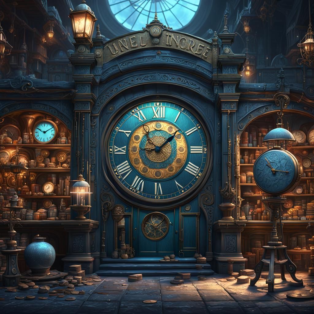 Fantastical Clock Shop: Detailed Matte Painting