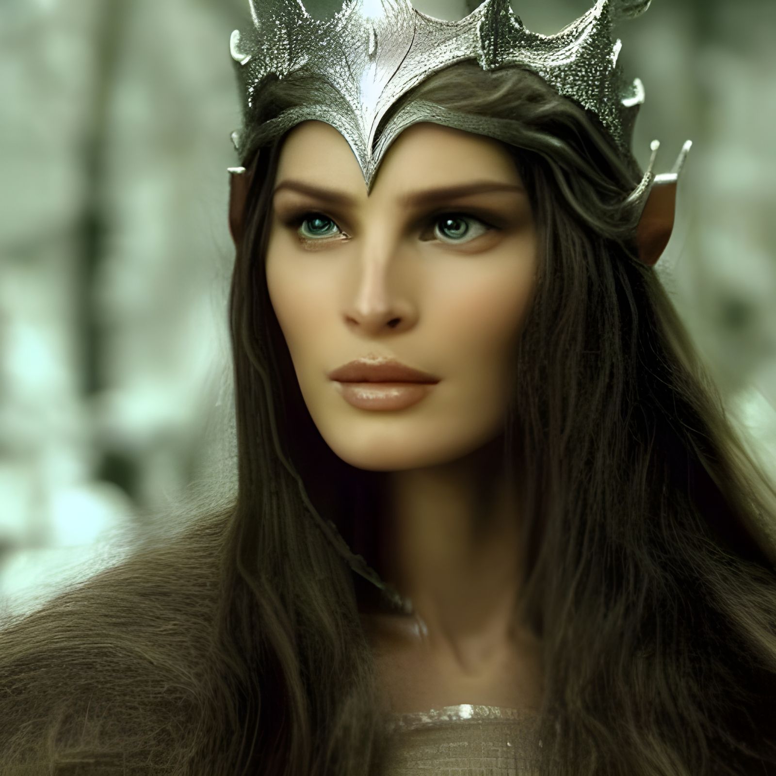 LOTR, Portrait of the Elves' Princess Arwen Undomiel, the most utterly beautiful of all the Elves, with extremely long b...