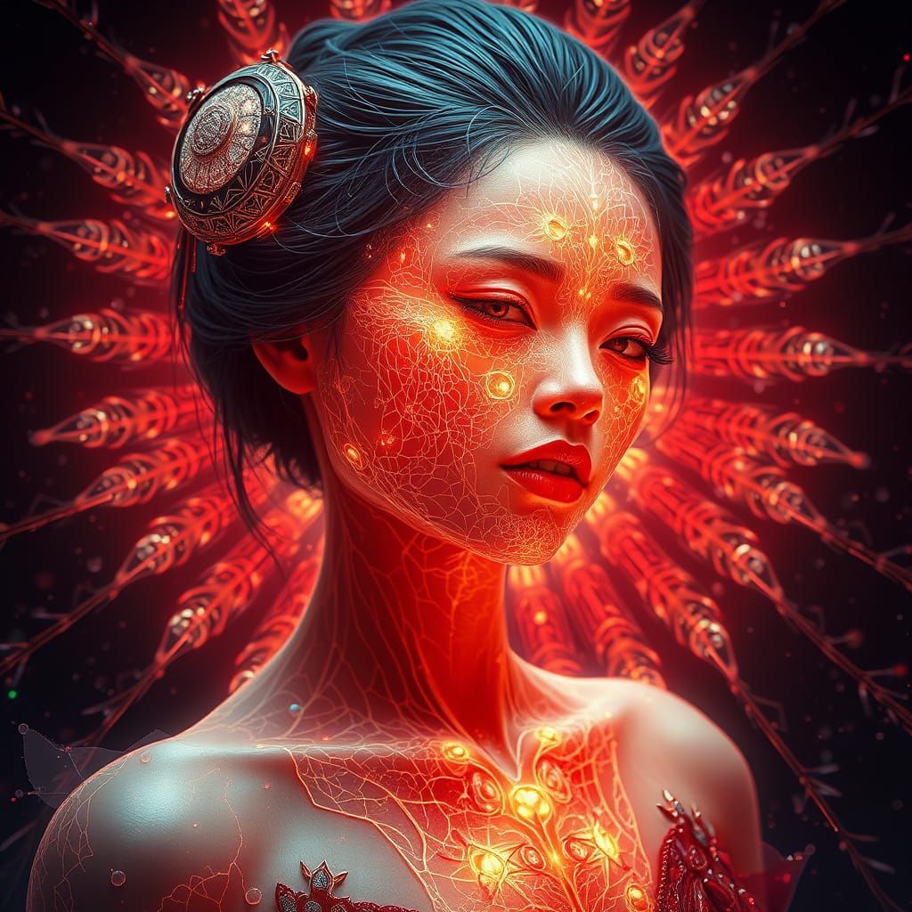 Radiant Japanese Goddess in Hyper-Realistic Digital Art