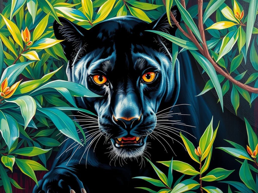 Panther in Majestic Jungle Landscape