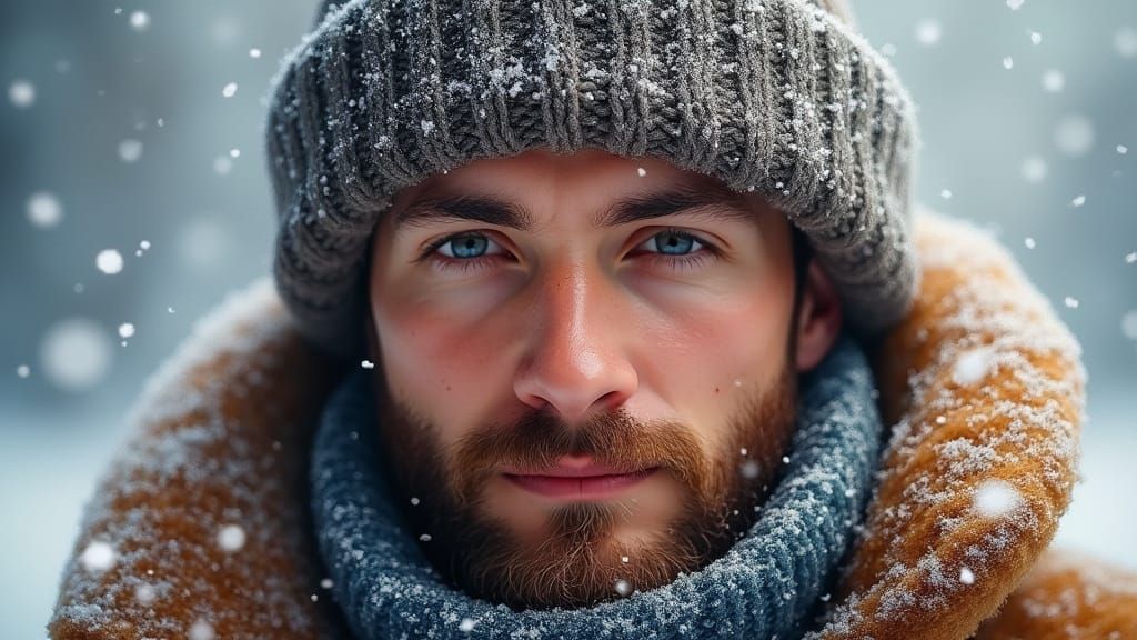 Man in Winter Hat with Sugar Crystals, Impressionist Style