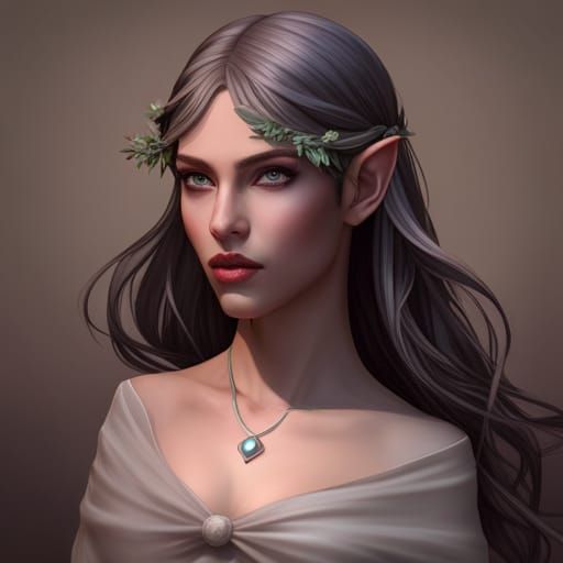 Ethereal Elf Woman Portrait in Dark Fantasy Style