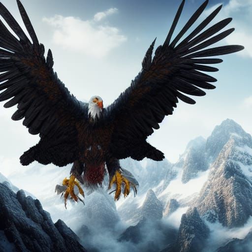 Epic Mutant Eagle Soaring Over Snowy Peaks