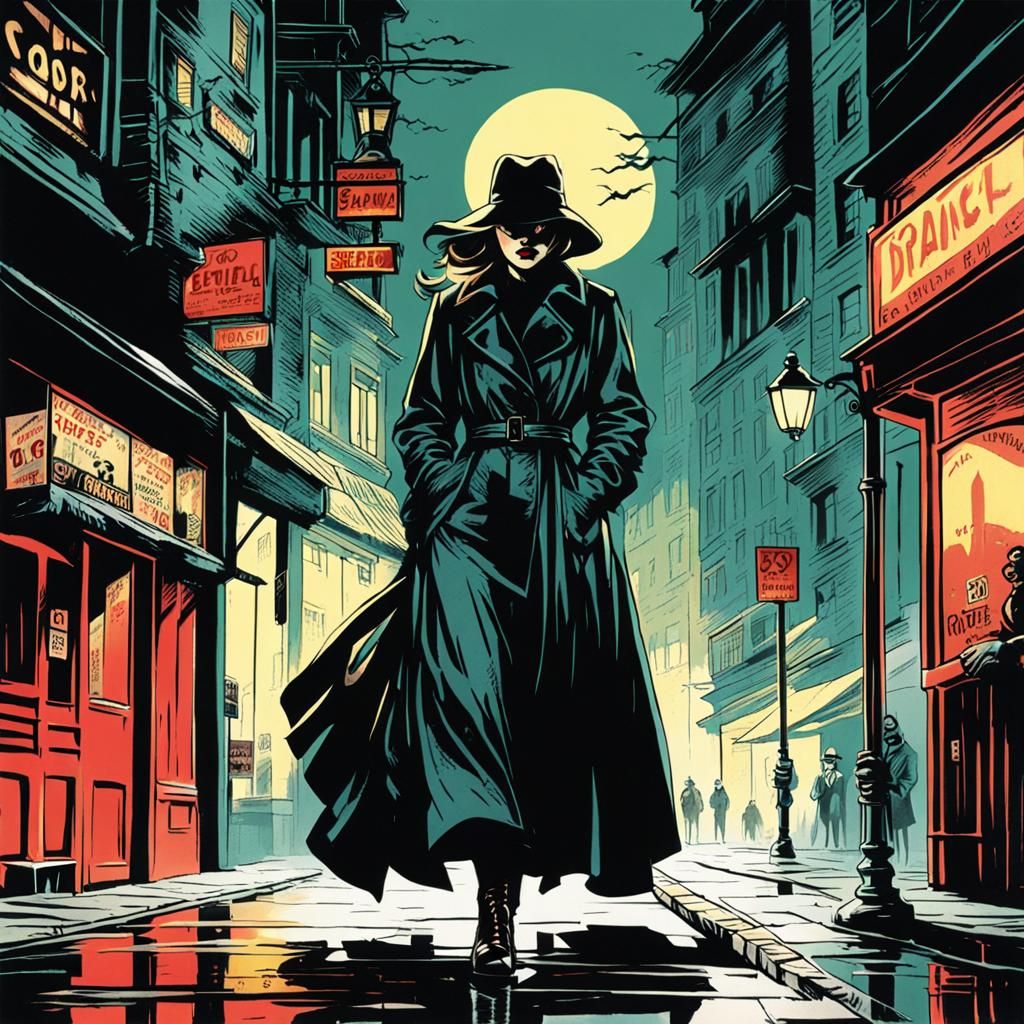 Femme Fatale in Comic Noir Expressionism