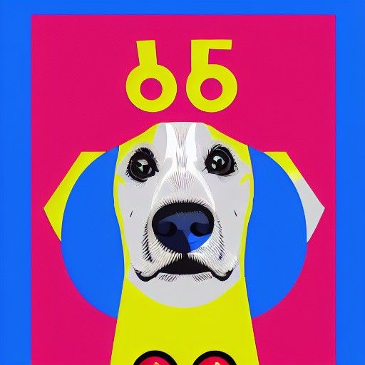 Pop Art Smiley Dog in Geometric Bauhaus Style