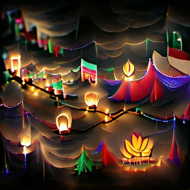 Colorful Festival of Lights at Night