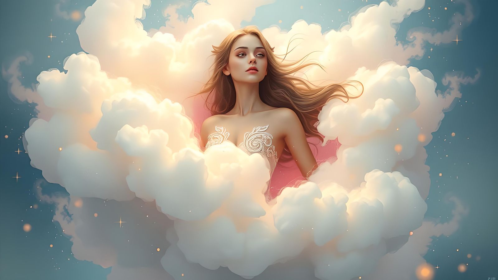 Celestial Woman Emerges from Tarot Card