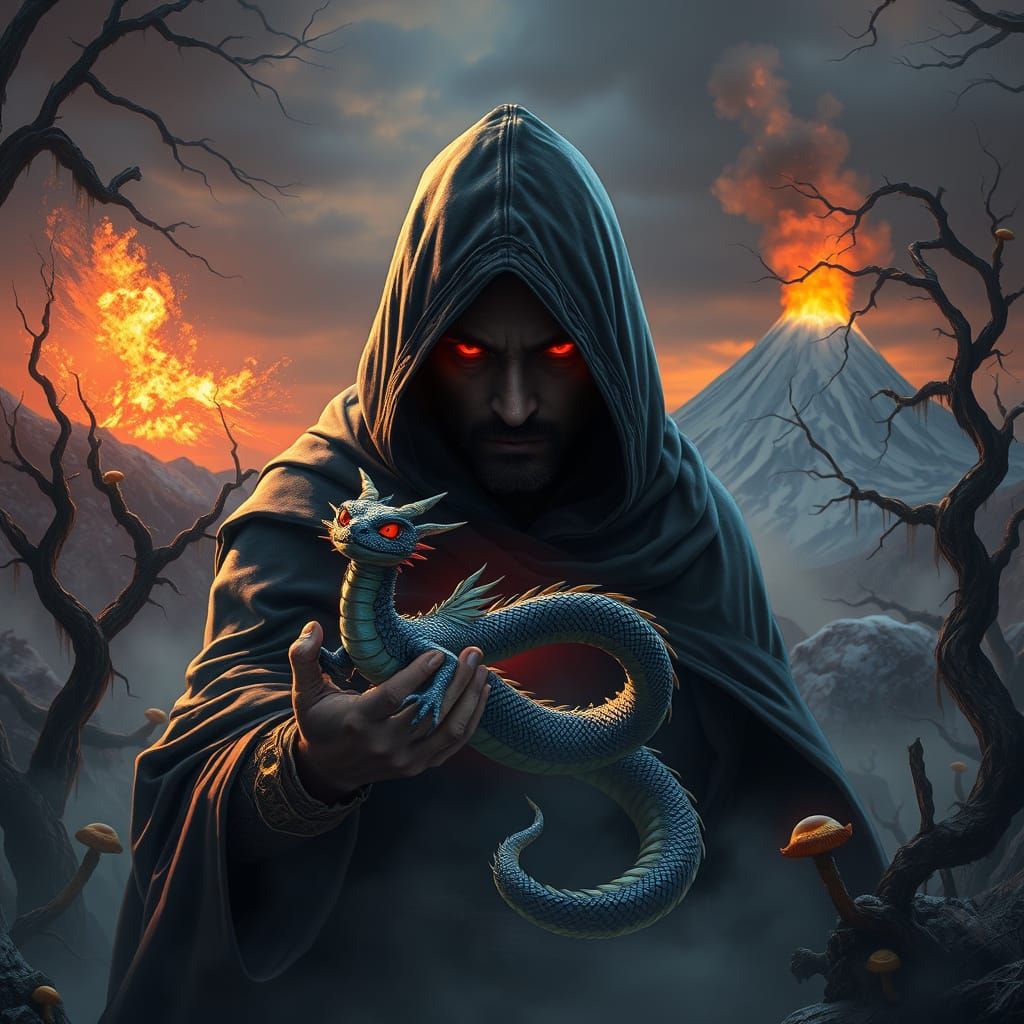 Enigmatic Monk Unleashes Radiant Dragon in Mysterious Forest