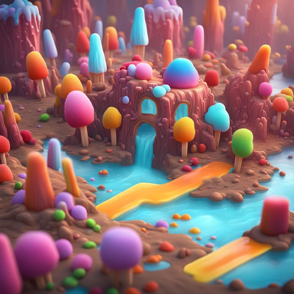 Colorful Popsicle Land in Detailed Matte Painting