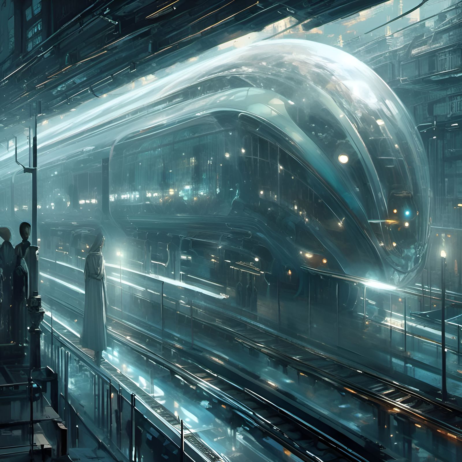 Ethereal Ghost Train in Lunarpunk Horrorscape