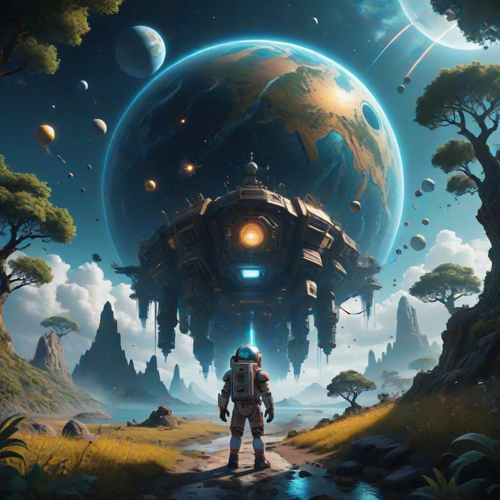 Surreal Spacecraft Celebrates New Year with Vibrant Firework...