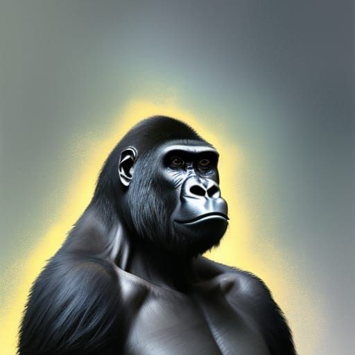Hyperdetailed Gorilla Portrait in Dynamic Lighting