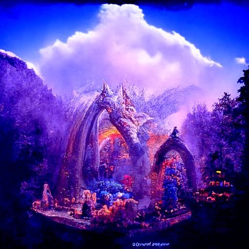 Ethereal Dragon Lair in Hyperdetailed Fantasy Mist