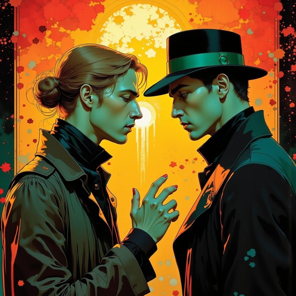 Sherlock Holmes Confronts Moriarty in Vibrant Golden Hour