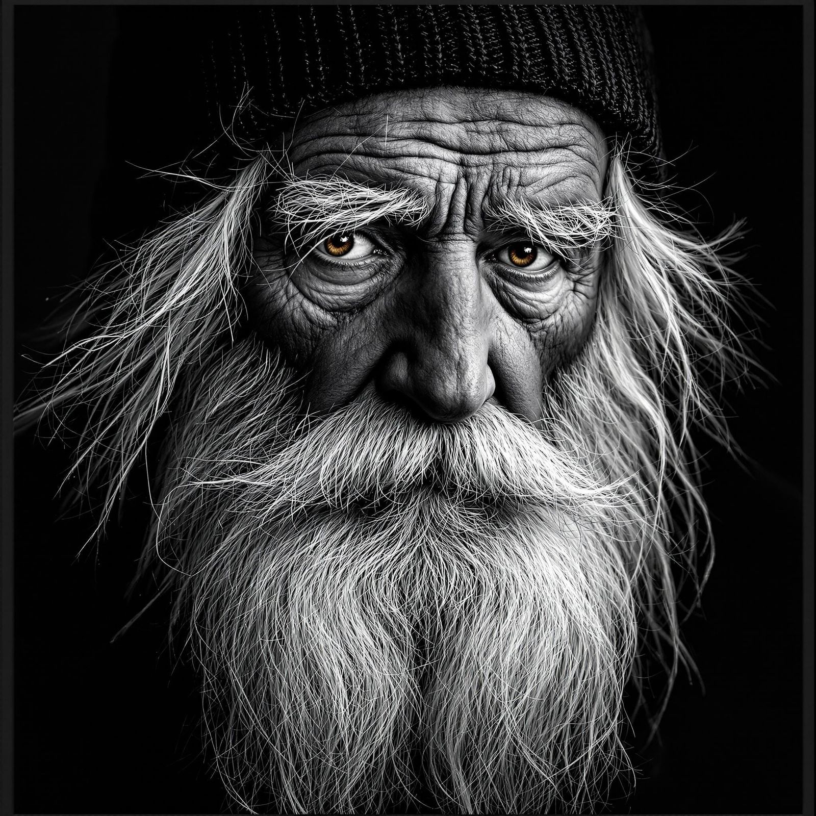 Striking Portrait of Elderly Man with Flowing Beard