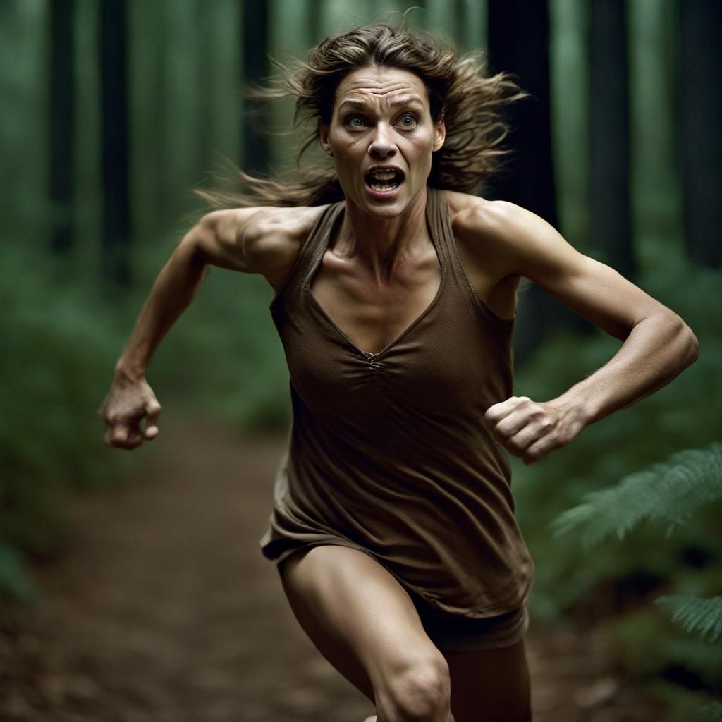 Woman Running From Werewolf: Professional Portrait