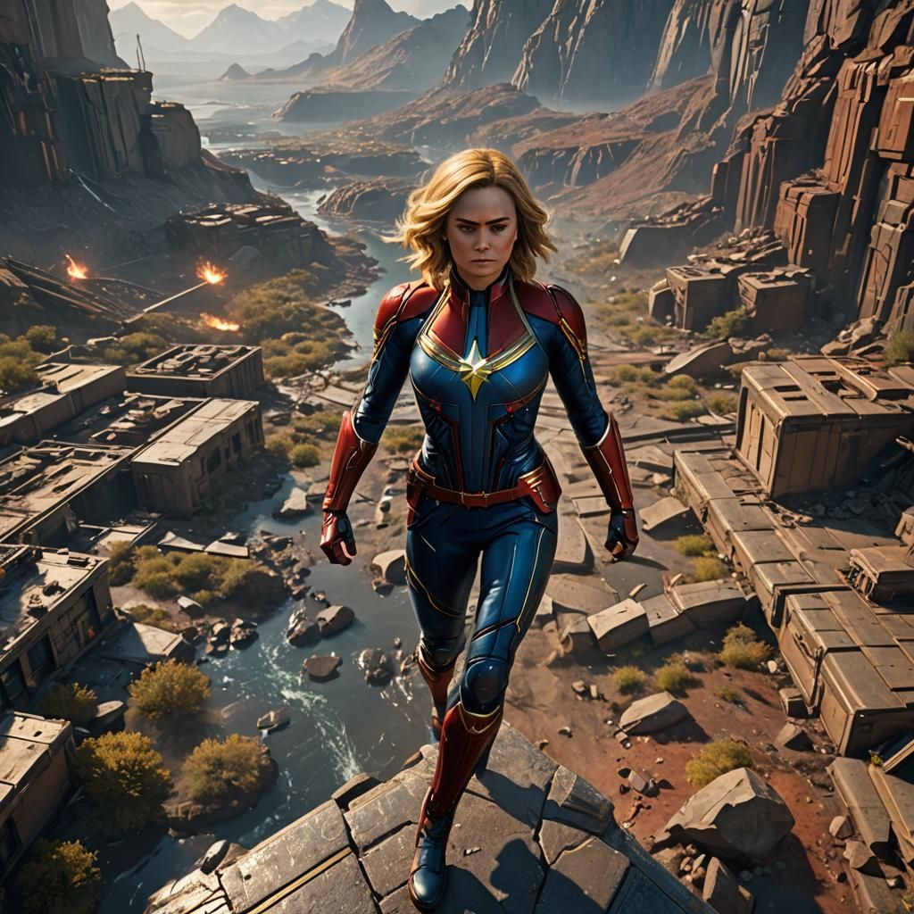 Captain Marvel Detailed Matte Painting in 8k