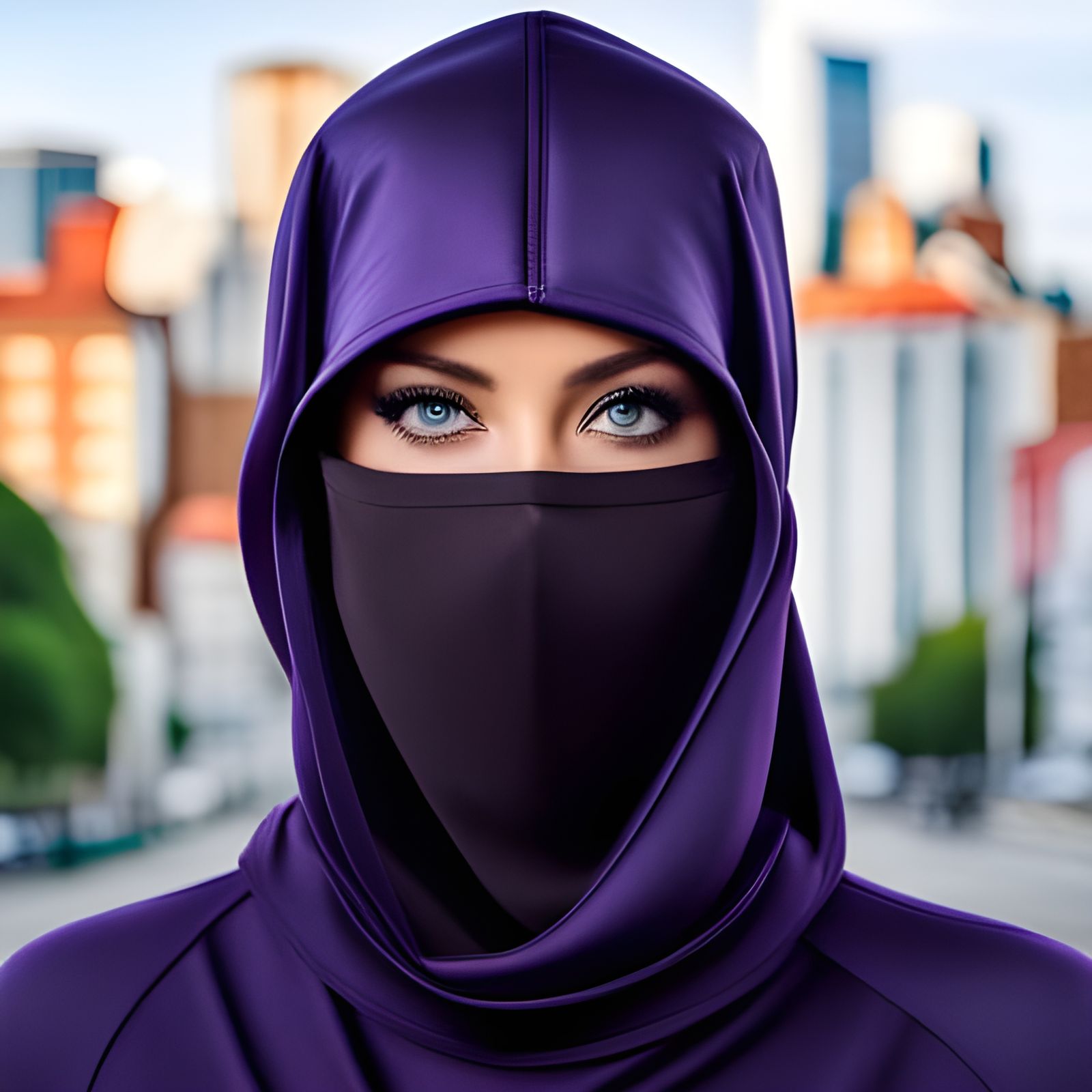 Beautiful Woman in Niqab: Hyperrealistic Futuristic Portrait