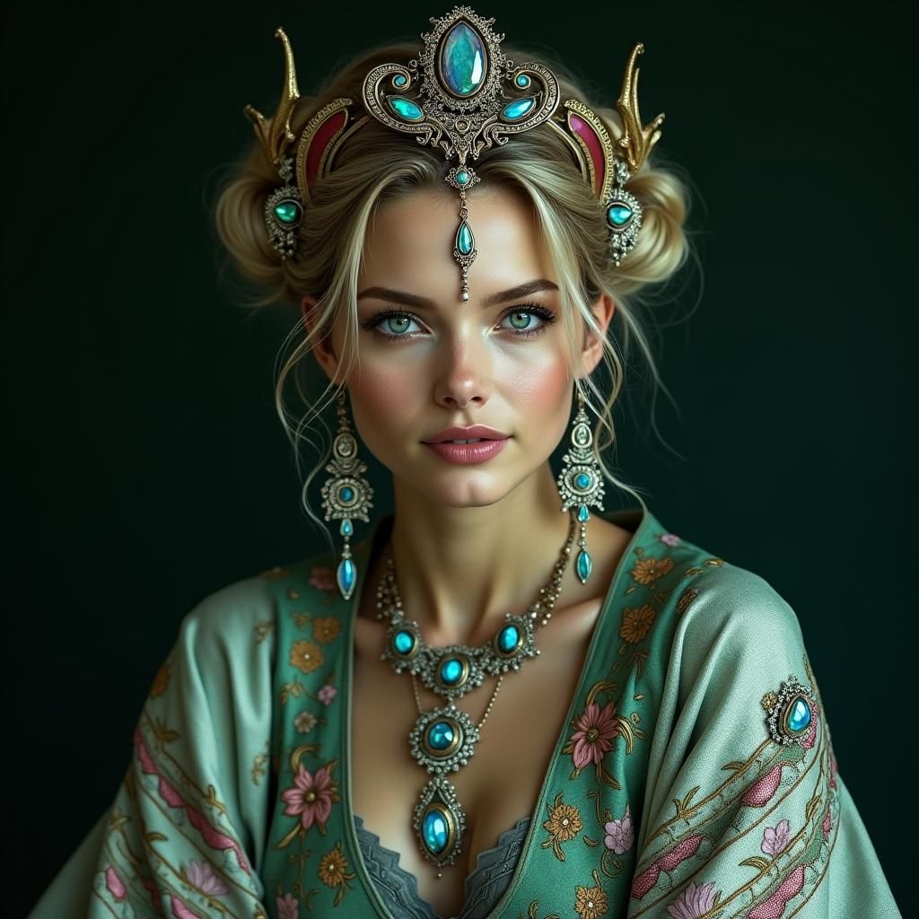 Futuristic Woman in Kimono: A Hyperrealistic Portrait